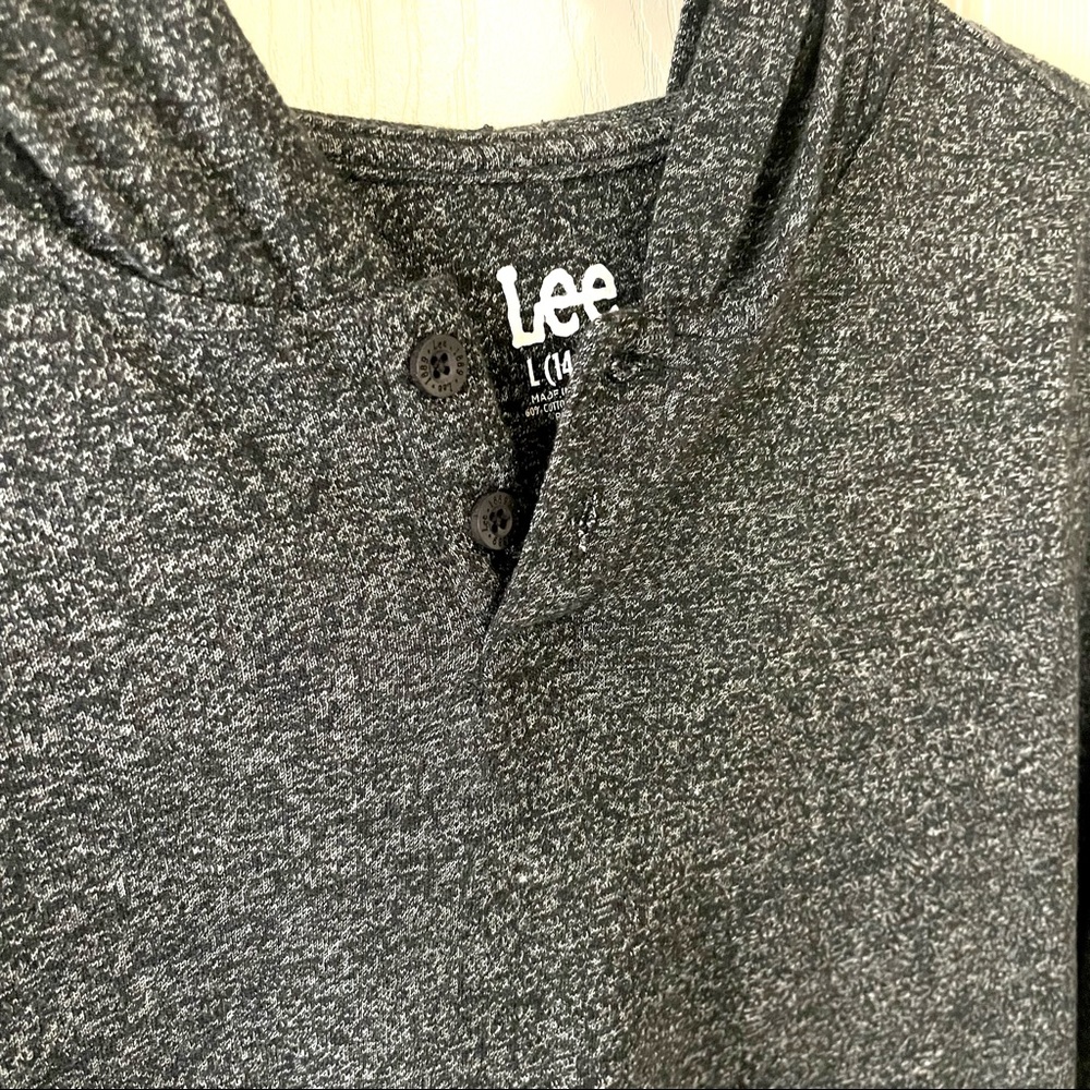 Lee Kid’s Sweatshirt With Hoodie Lightweight Charcoal Black L 14/16 Cotton Blend - Picture 4 of 15